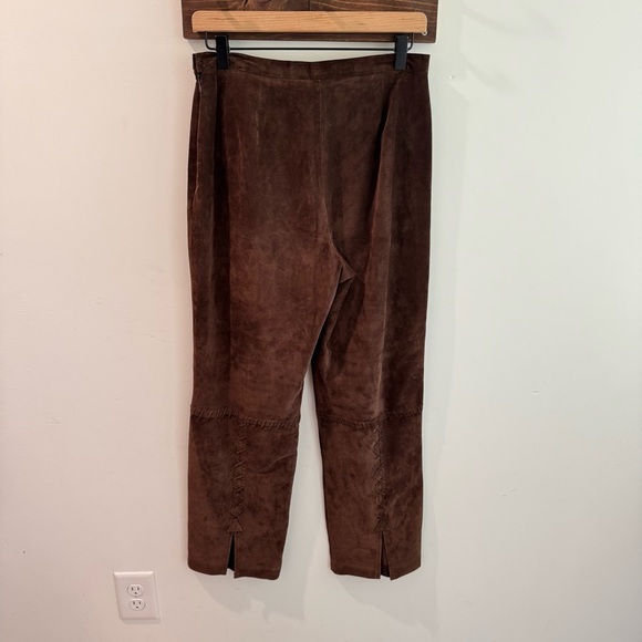 Vintage Nancy Bolen City Girl Petite Brown Suede Whipstitch Pants Size 6P - Picture 3 of 8